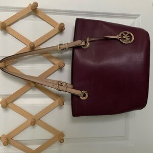Michael Kors Burgundy and tan  bag